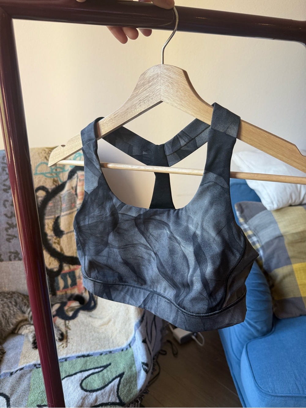 Lululemon Fast Lan Smoke-Print Supportive Sports Bra Sz 8